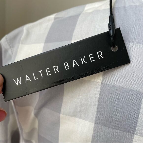 Walter Baker Lauren Top Grey Gingham Trumpet Sleeve NWT S - Picture 7 of 12